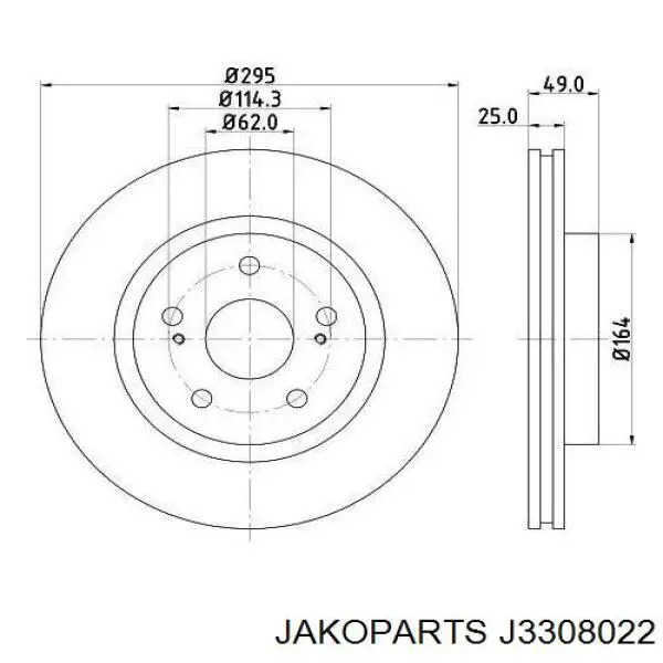 Тормоз дисковый передний Jakoparts J3308022 цена, от 31.42 USD