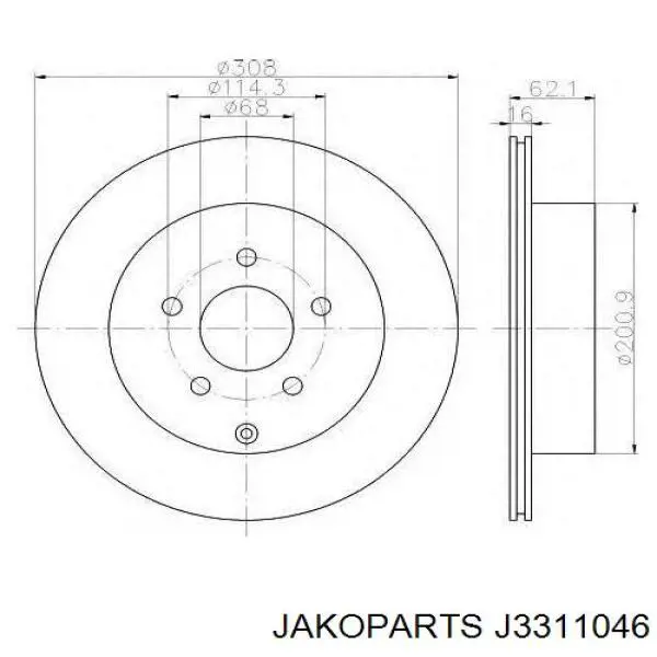 Купить J3311046 Jakoparts Диск тормозной задний