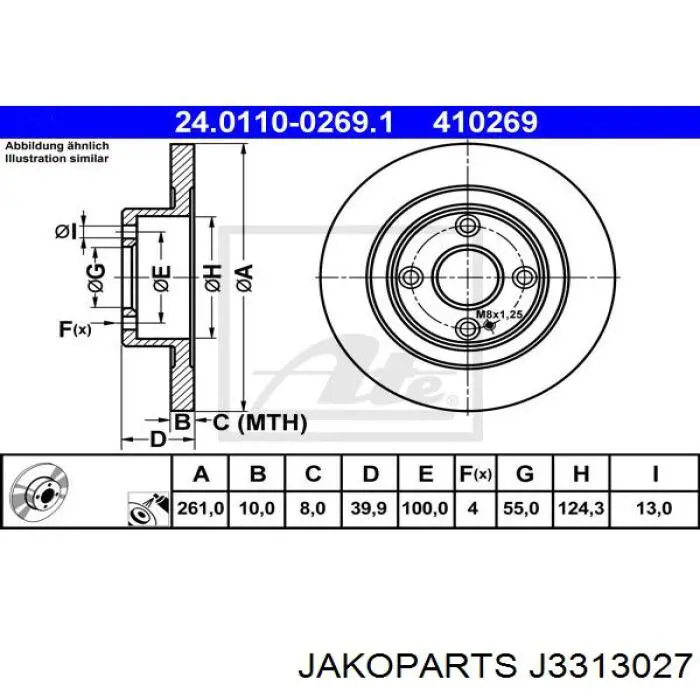 Тормозные диски J3313027 Jakoparts