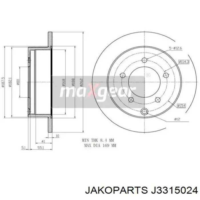 Задний тормозной диск Jakoparts J3315024 цена, от 33.25 USD