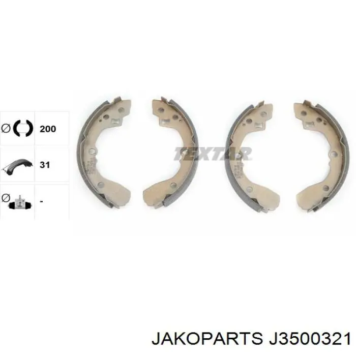 Задние барабанные колодки J3500321 Jakoparts