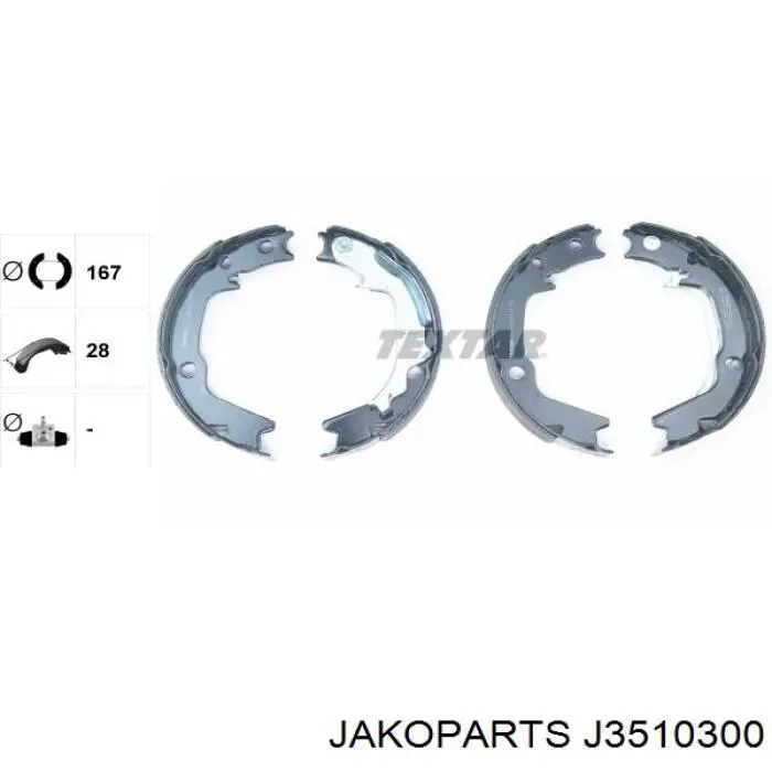 Купить J3510300 Jakoparts Задние барабанные тормозные колодки