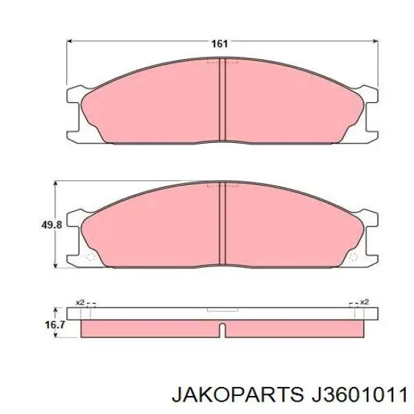 Колодки Jakoparts J3601011 цена, от 16.63 USD