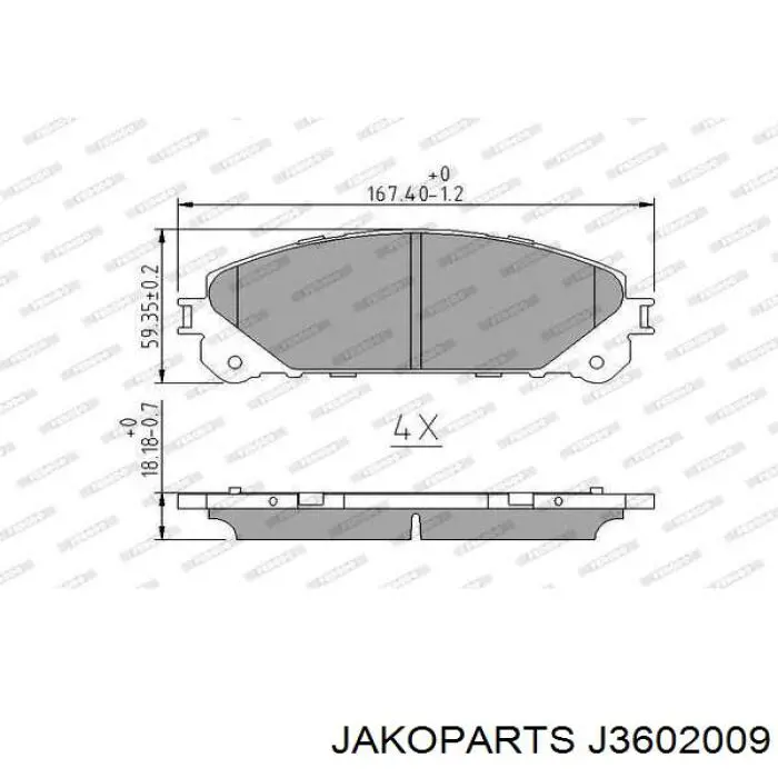 Колодки Jakoparts J3602009 цена, от 25.02 USD