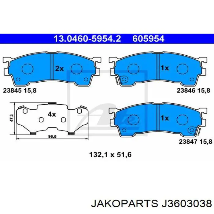 Передние тормозные колодки J3603038 Jakoparts