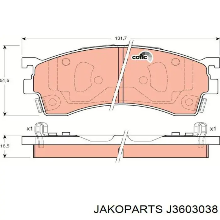 Тормозные колодки Jakoparts J3603038