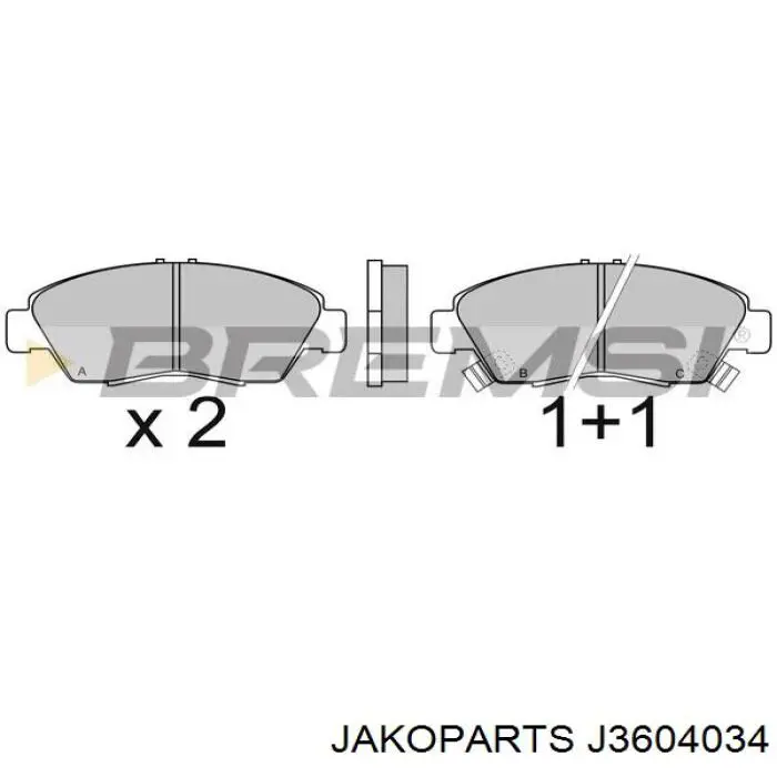 Купить J3604034 Jakoparts Колодки тормозные