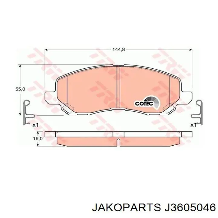 J3605046 Jakoparts Колодки передние