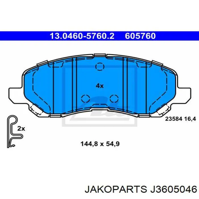 Колодки Jakoparts J3605046 цена, от 21.90 USD