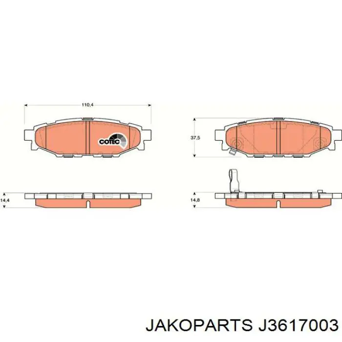 Купить J3617003 Jakoparts Колодки тормозные задние, дисковые