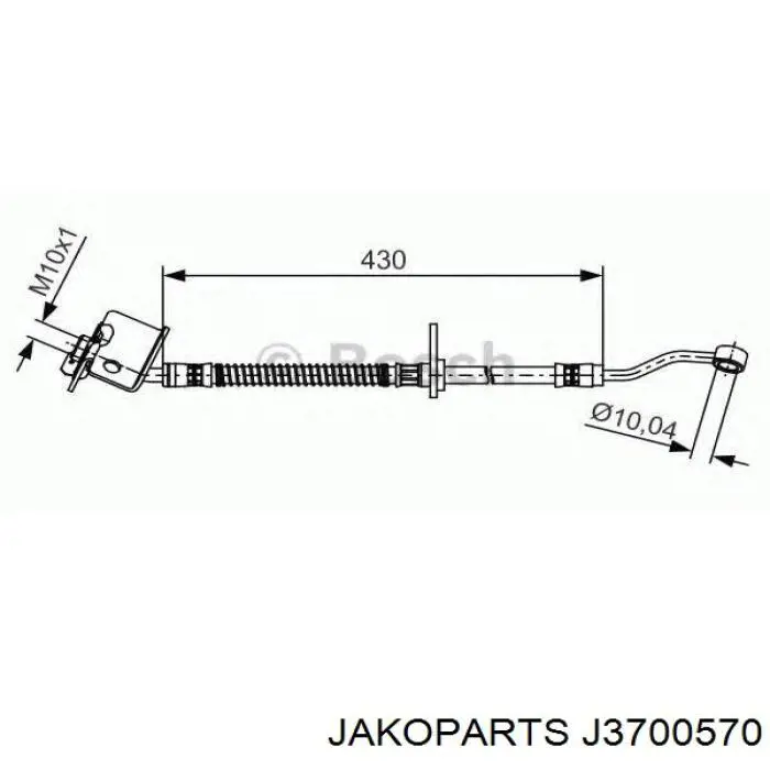 Tubo flexible de frenos trasero izquierdo J3700570 Jakoparts