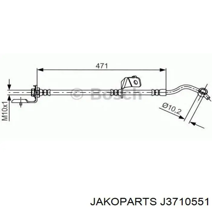 Шланг тормозной задний правый J3710551 Jakoparts