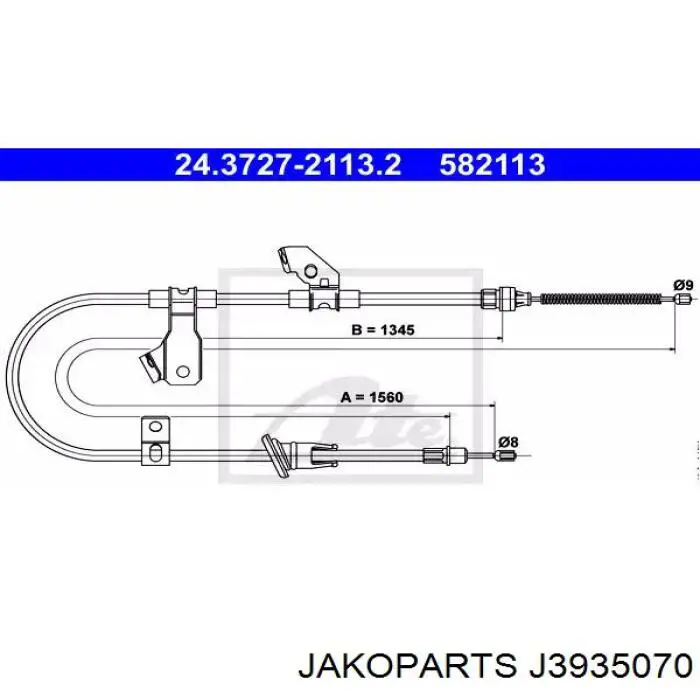Трос ручника задний правый Jakoparts J3935070