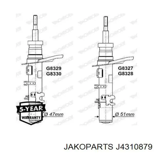 Амортизатор подвески передний левый Jakoparts J4310879 цена, от 42.09 USD