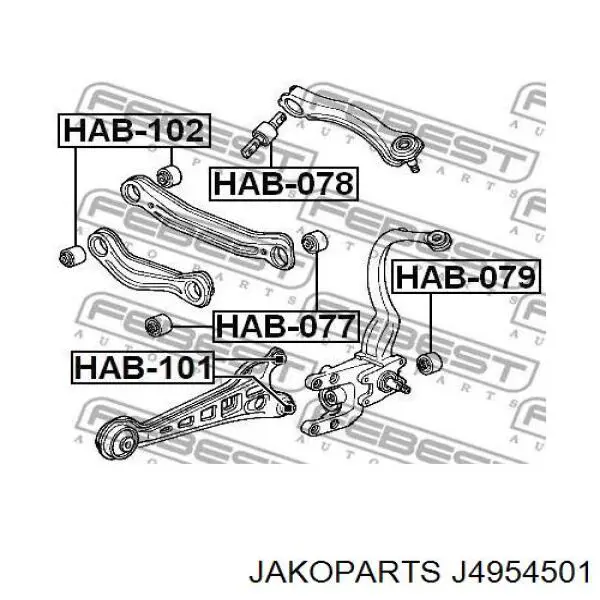 Brazo suspension trasero superior derecho J4954501 Jakoparts