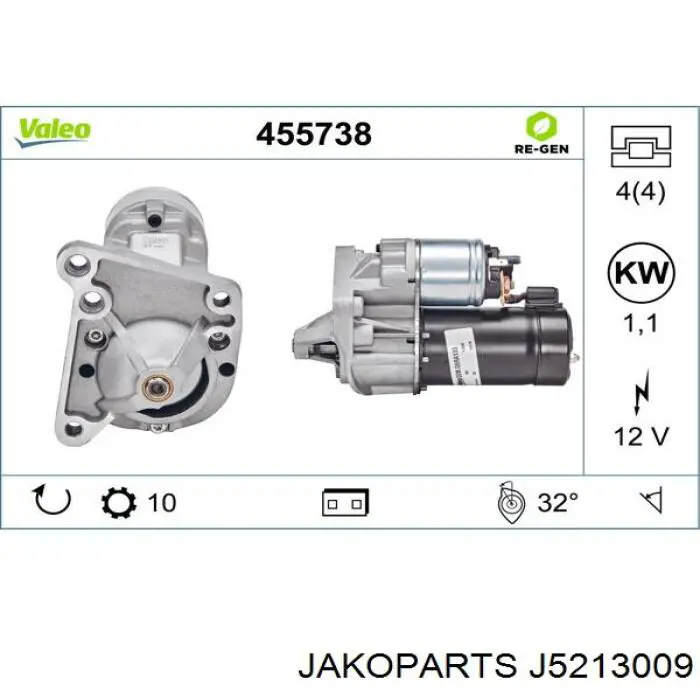 Motor de arranque J5213009 Jakoparts