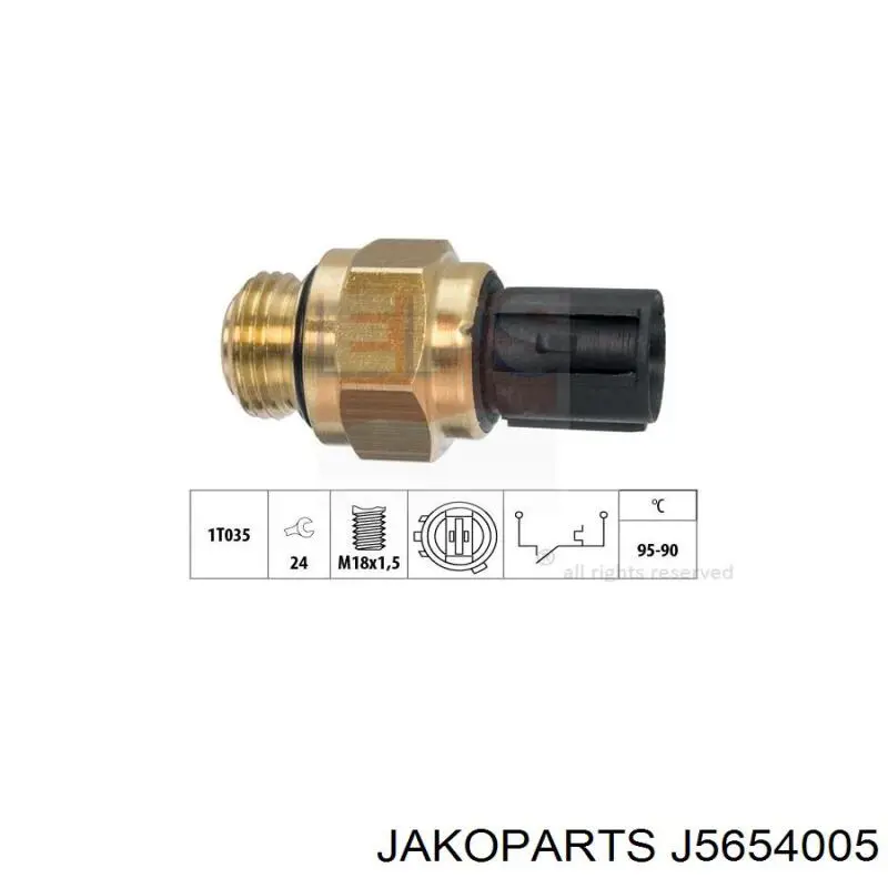 Sensor, temperatura del refrigerante (encendido el ventilador del radiador) J5654005 Jakoparts