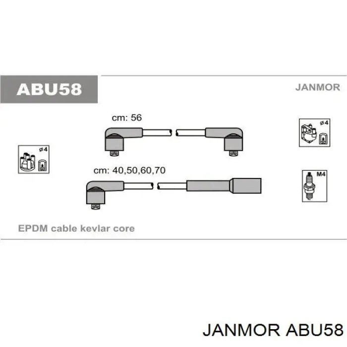 Провода высоковольтные, комплект Janmor ABU58