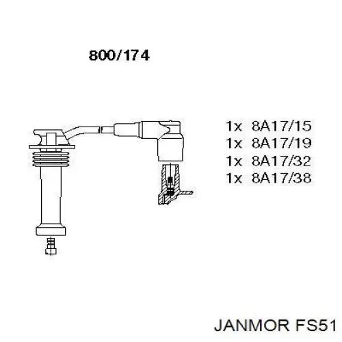 Провода высоковольтные, комплект Janmor FS51
