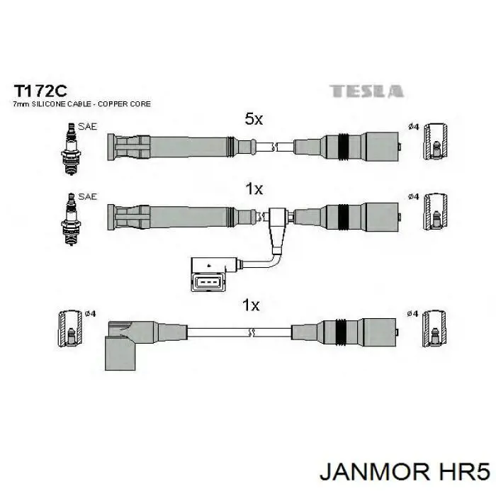 Провода высоковольтные, комплект Janmor HR5