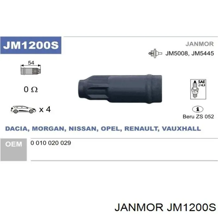 JM1200S Janmor наконечник высоковольтного провода