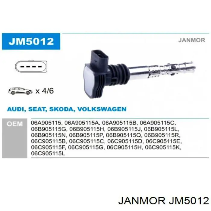 Катушка зажигания Janmor JM5012