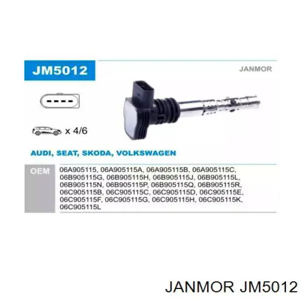 Катушка зажигания JM5012 Janmor