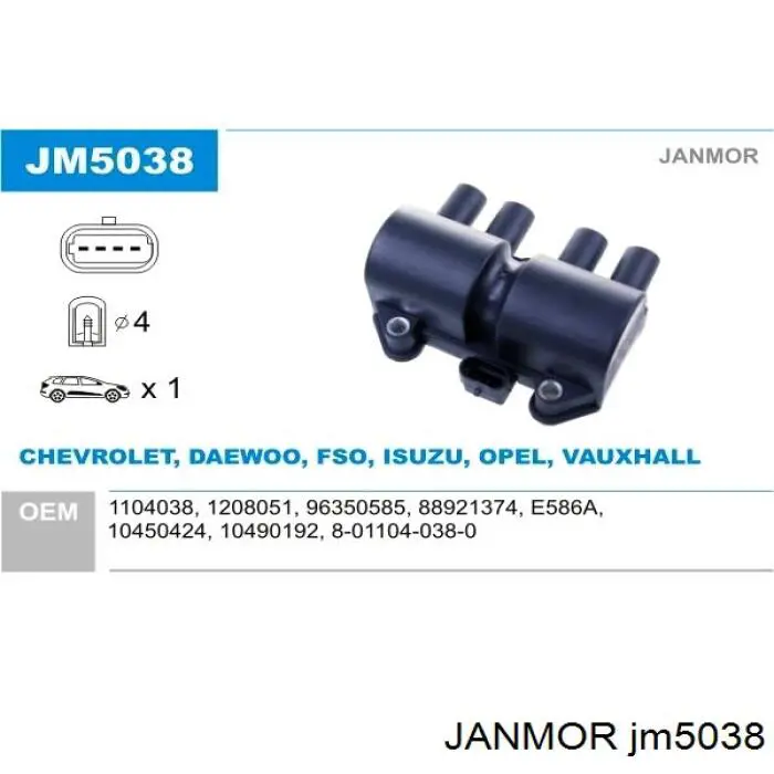 Катушка зажигания Janmor JM5038