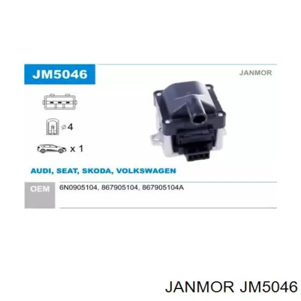 Bobina de encendido JM5046 Janmor