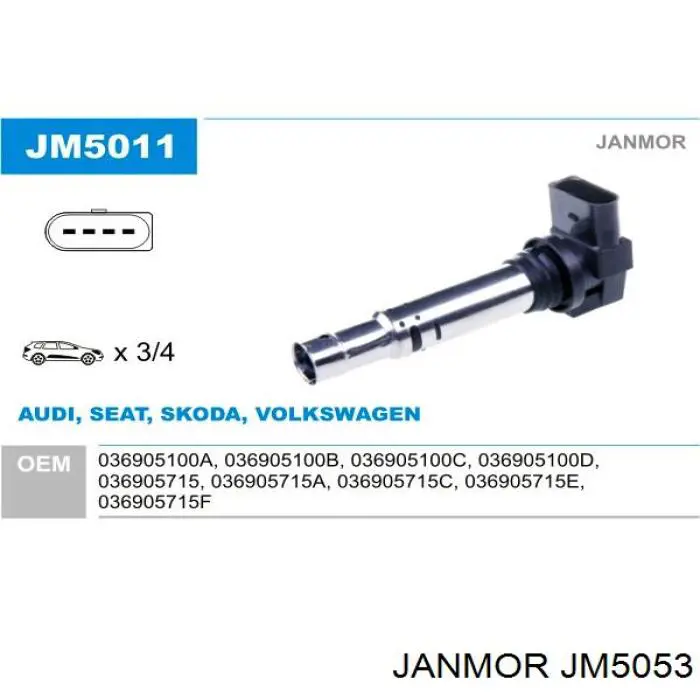 Купить JM5053 Janmor Катушка зажигания
