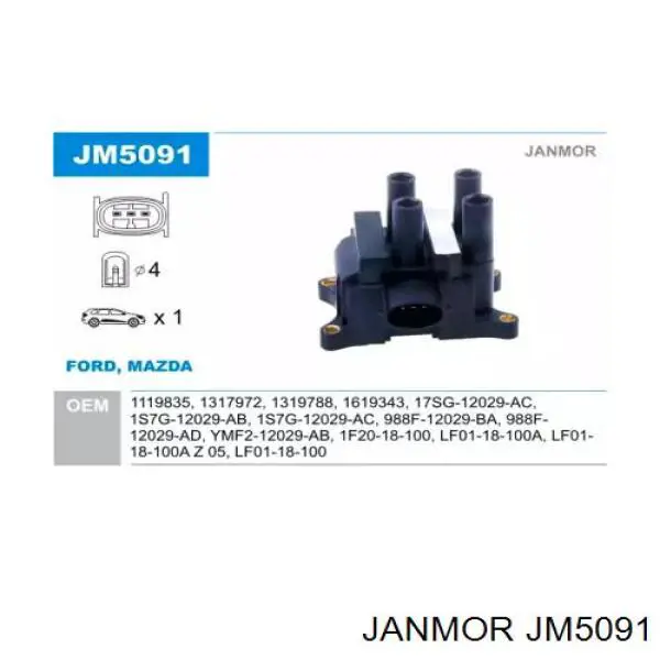 Катушка зажигания Janmor JM5091
