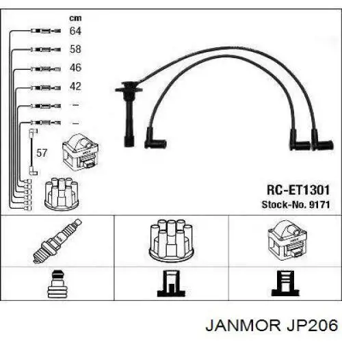 Высоковольтные провода JP206 Janmor