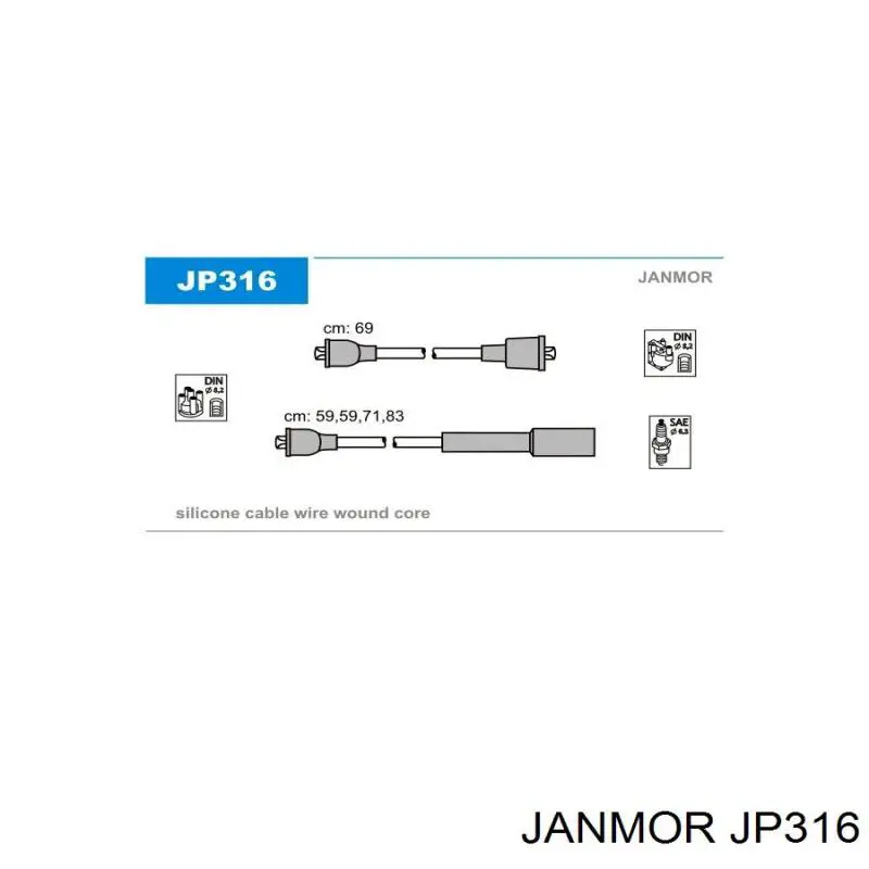 Провода зажигания Janmor JP316 цена, от 11.30 USD