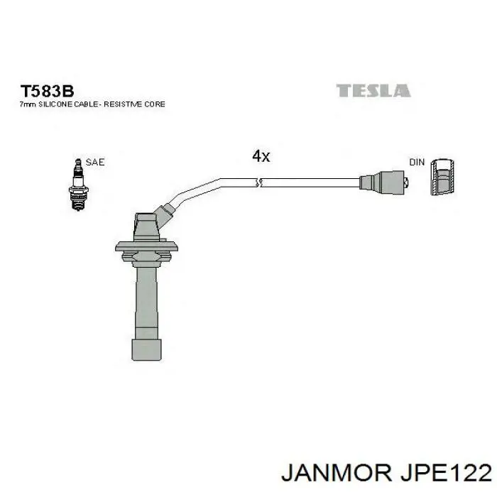Высоковольтные провода JPE122 Janmor
