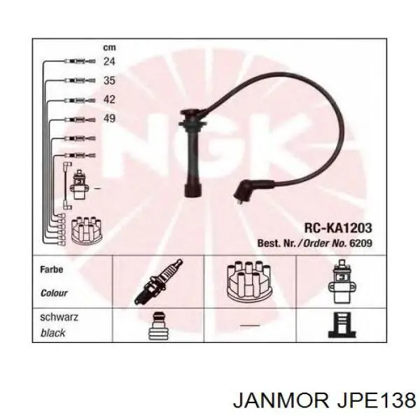 Провода зажигания Janmor JPE138 цена, от 20.30 USD