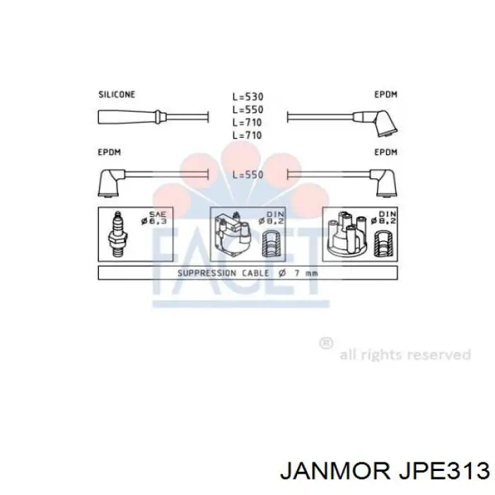 Провода зажигания Janmor JPE313 цена, от 15.79 USD