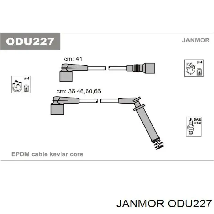 Высоковольтные провода ODU227 Janmor