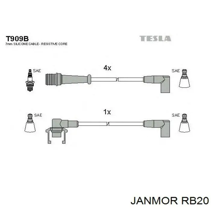 Высоковольтные провода RB20 Janmor