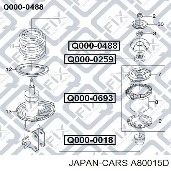 A80015D Japan Cars Подушка амортизатора переднего