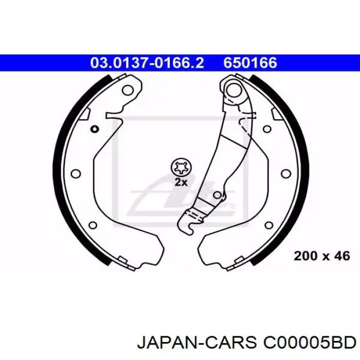 Монтажный комплект задних барабанных колодок C00005BD Japan Cars