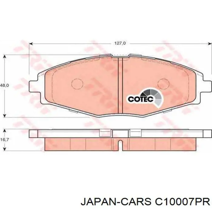 Передние тормозные колодки C10007PR Japan Cars