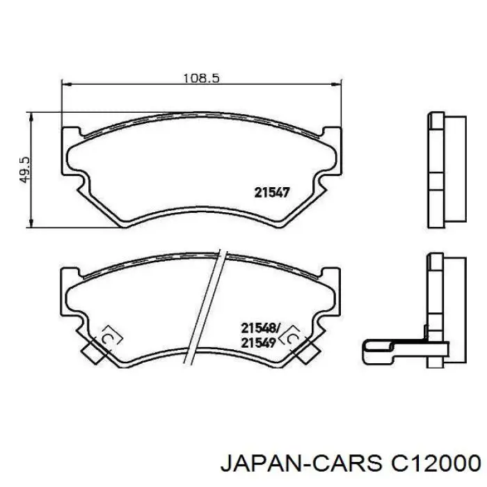 Передние тормозные колодки C12000 Japan Cars