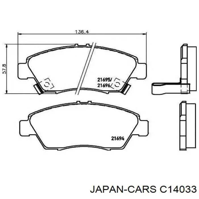 Передние тормозные колодки C14033 Japan Cars