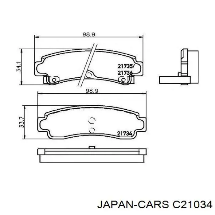 C21034 Japan Cars колодки тормозные задние дисковые