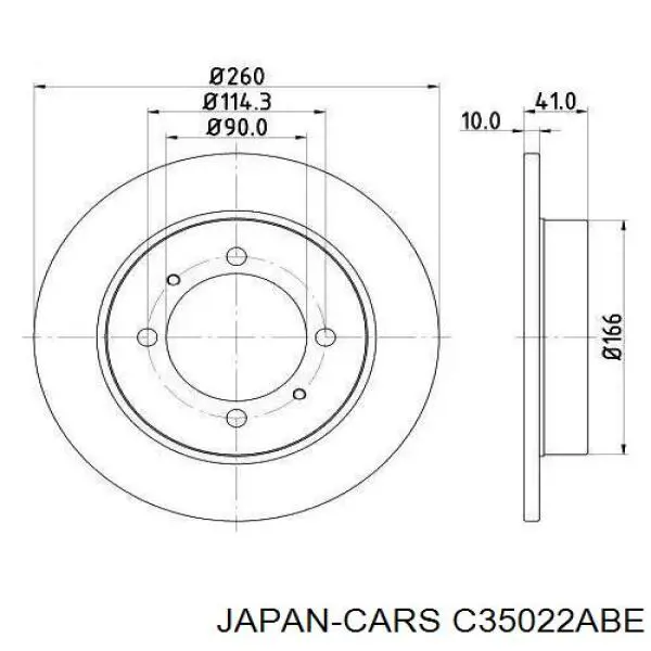 Тормоз дисковый передний Japan Cars C35022ABE цена, от 33.33 USD