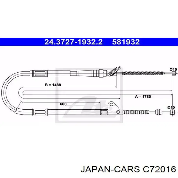 Трос ручника C72016 Japan Cars