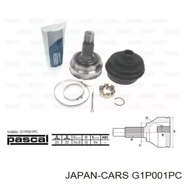 ШРУС наружный передний G1P001PC Japan Cars