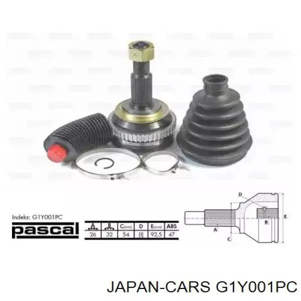 ШРУС наружный передний G1Y001PC Japan Cars