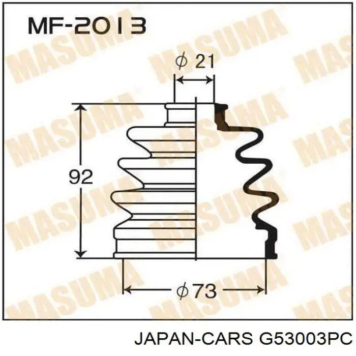 Пыльник ШРУСа наружный G53003PC Japan Cars