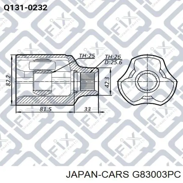 ШРУС внутренний передний JAPAN CARS G83003JC